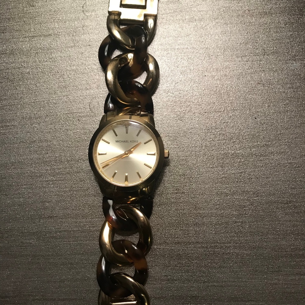 Michael Kors Tortoise & Gold Link Watch
